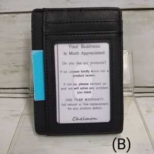 Chelmon Slim GeBlack Lthr Men's Card ID Wallet Holder RFID NEW